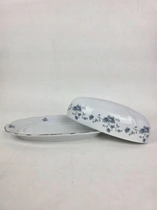 Vintage Johann Haviland Blue Garland 1/4 Pfund Butterdose Silberrand Floral Fein C - Bild 1 von 9