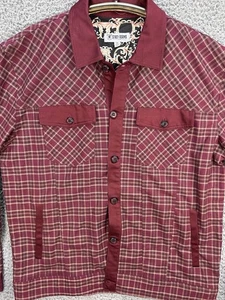 Stacy Adams Plaid Jacket Mens 3X Maroon Long Sleeve Full Button Retro Y2K Style - Picture 1 of 11