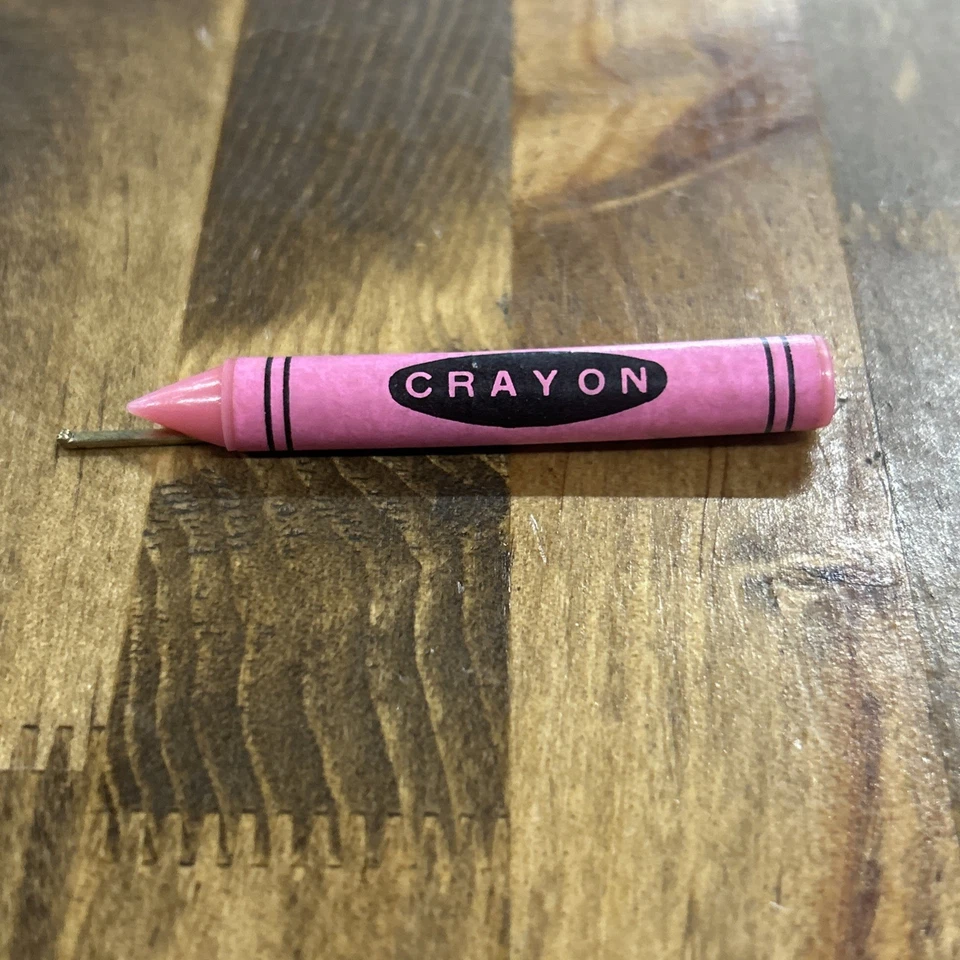 Vintage Pink Crayon Gold Tone Tie Bar Clip - Image 1 of 3