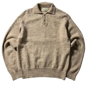 Margaret Howell Wool Polo Collar Knit Sweater Beige Japan Made MHL Vintage F/S - Picture 1 of 14