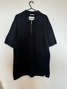 Jack Wills 1/4 Zip Polo Shirt Mens Size XL  Black Short Sleeve Cotton Blend - Picture 1 of 5