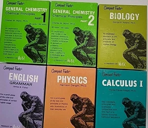 VINTAGE Compact Facts Chemistry 1& 2 Biology English Physics Calc FLASH CARDS - Imagen 1 de 3
