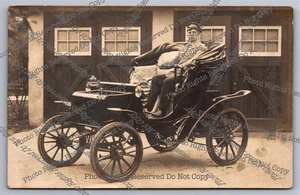 Antike RPPC frühe Elektroauto Auto Echt Foto Postkarte  - Bild 1 von 14