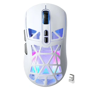 SM802 weiße kabellose Gaming-Maus 10000 DPI, Tri-Mode kabelgebunden/BT 5,0/2,4 GHz - Bild 1 von 5