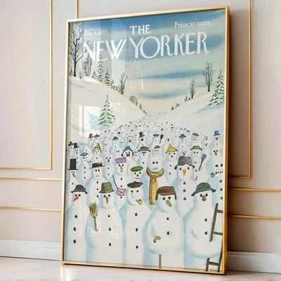Funny Snowman Poster | Vintage New Yorker Cover Retro Winter Wall Art - Image 1 of 4