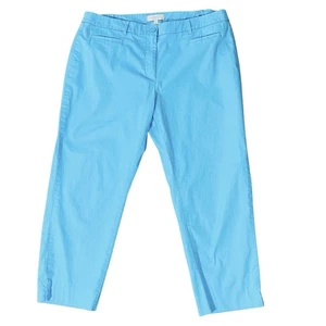 TALBOTS Pantalone Cropped Taglie Forti 18W Blu Acqua Vita Alta Cotone - Foto 1 di 5
