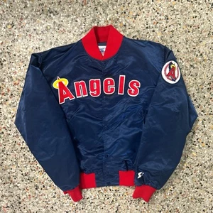 California Angels Satin Bomber Jacket Vintage 90's by STARTER Men’s Large Blue - Picture 1 of 6