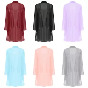 Mujeres Elegante Chifón Transparente Bolero Cárdigan Encogerse de hombros Mantón Vestidos - Imagen 1 de 65