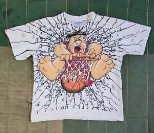 Vintage 1994 Fred Flintstone Basketball Hanna-Barbera 1990s T-shirt sz Youth M