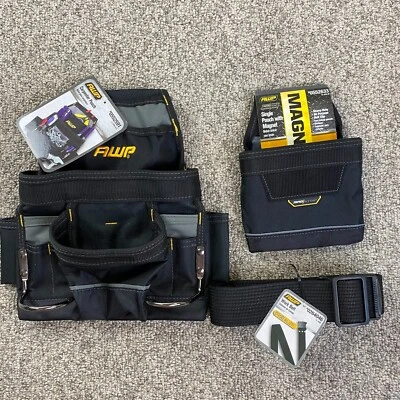 AWP Carpenter Tool Pouch, Single Pouch w/Magnet, 50" Work Belt-3PC NEW - Image 1 of 4
