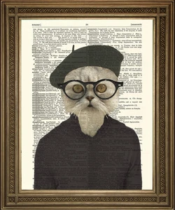 HIPSTER CAT PRINT: Fun, Vintage Beatnik Dictionary Page Art (8 x 10") - Picture 1 of 2