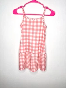 Cat & Jack Gingham Nightgown / Sleep Dress Girls Size Small 6-6X Coral NWOT - Picture 1 of 4