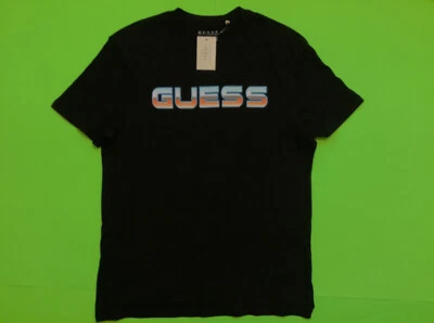 GUESS Los Angeles Men’s Short Sleeve T-Shirt Size MEDIUM Black w/Blue, Orange - Image 1 of 4