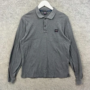 Paul And Shark Shirt Mens Large Grey Cotton Polo Slim Long Sleeve Made In Italy - Picture 1 of 9
