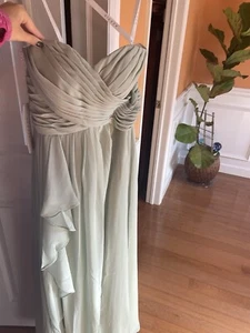 New AZAZIE KERSTLE Dusty Sage Bridesmaid Dress chiffon A-line size A2 - Picture 1 of 6
