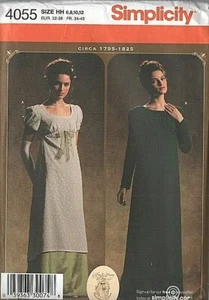 HISTORY - MISSES' EMPIRE GOWNS - CIRCA 1795 -1825 - Simplicity 4055 (Sz 6 - 12) - Picture 1 of 1