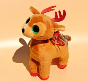 2017 6" TY Beanie Baby TINSEL The Christmas Reindeer Plush NEW WITH TAGS - Picture 1 of 8