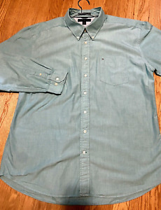 Tommy Hilfiger Graduate End-On-End Button Down Shirt Size XXL Teal Aqua Green