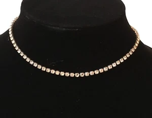 "Collana Choker Vintage anni '50 Trasparente Delizioso Strass 14"" - Foto 1 di 11