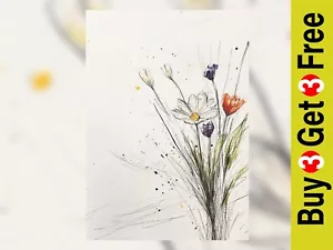 Delicate Botanical Illustration Print 5"x7" Matte Paper | Elegant Floral Art - Picture 1 of 7