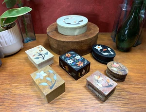 Soapstone Inlaid Floral Design Jewellery Box, Available Individually - Picture 1 of 9