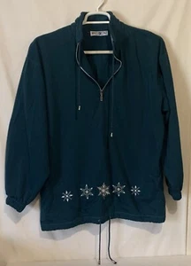 Christmas Pullover Fleece White Stag Size Large Pit to Pit 24" - Picture 1 of 3