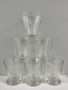 Set of 6 La Rochere France Footed Glasses~ "Fleur De Lis" Design