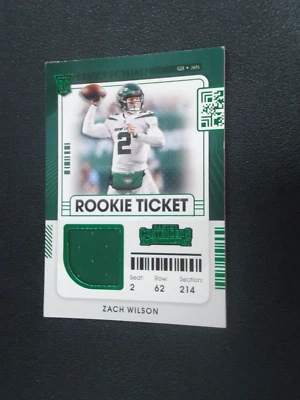 Zach Wilson 2021 CONTENDERS RC TICKET JERSEY Card #RSVZW1 JETS - Image 1 of 2