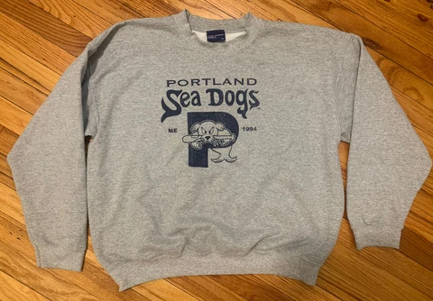 Vintage Men’s Portland Sea Dogs Crew Neck Sweatshirt Grey Sz XL Cover