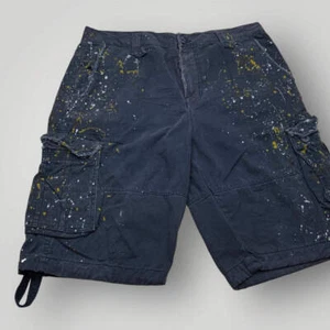 Men's Makobi Faded Navy Hand-Painted Denim Shorts NWT - Picture 1 of 3