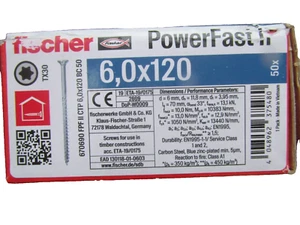 Fischer Holzschrauben 6x100mm Power Fast II (50Stück ) / ContPal0K4 - Bild 1 von 3