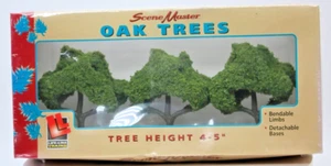 BRAND NEW Life Like #1977 SceneMaster Oak Trees (Pack of 3) 4-5" O Gauge 1:48 - Picture 1 of 6