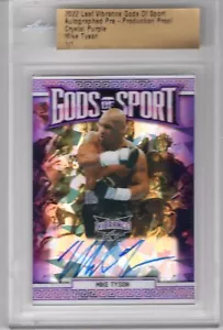 MIKE TYSON 2022 HOJA VIBRACIÓN DIOSES DEL DEPORTE PÚRPURA CRISTAL PRUEBA AUTOMÁTICO 1/1 BOXEO - Imagen 1 de 2