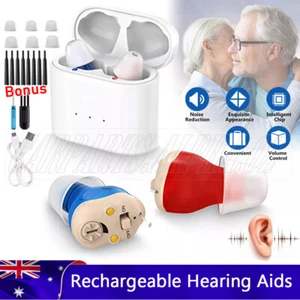 1 Pair Rechargeable Digital Hearing Aids In-Ear Invisible Sound Voice Amplifier - Picture 1 of 12