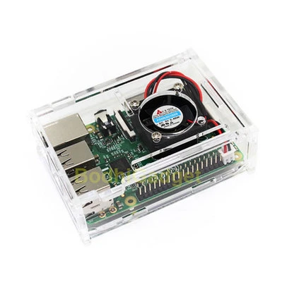 Raspberry Pi 4 Model B Clear Case Enclosure Box + Cooling Fan
