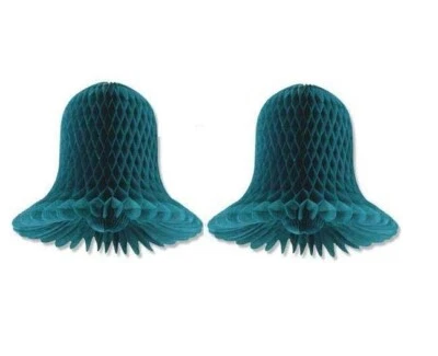 11" Westminster Bells, Teal Bells 2/pk, #55011T, Teal Tissue Honeycomb Bells - Image 1 of 4