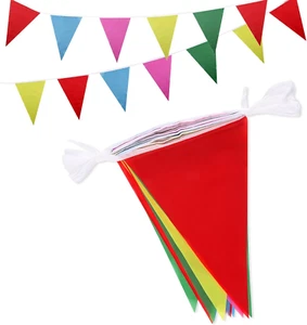 Party Decorations Pennant Banner, Reusable & Weatherproof String Flags Rainbow - Picture 1 of 7