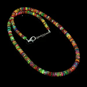 Ethiopian opal Gemstone Fire Stone Necklace Jewelry galaxy opal Beads Gift 1041 - Picture 1 of 3