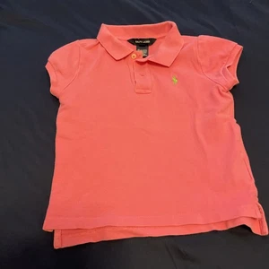Polo Ralph Lauren Polo Shirt Girls 6X Pink Green Pony Logo Short Sleeve Cotton - Picture 1 of 10