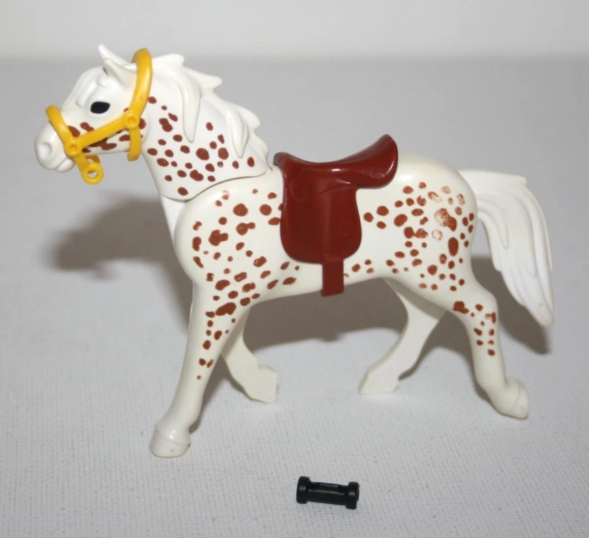 PLAYMOBIL 5107 CHEVAL BLANC TACHES MARRON CRINIERE BLANCHE ECURIE EQUITATION - Photo 1/1