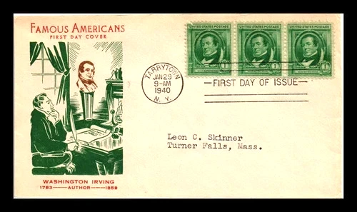 1940 FAMOUS AMERICAN AUTHOR washington irving LEGEND  SLEEPY HOLLOW FIDELITY FDC - Image 1 of 1