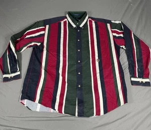 Rare Tommy Hilfiger Shirt Mens XL Lion Crest Striped Pocket Button Down Collar - Picture 1 of 8