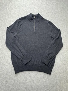 J Crew Sweater Mens Large Gray Merino Wool Half Zip Pullover Lightweight Casual - Picture 1 of 10