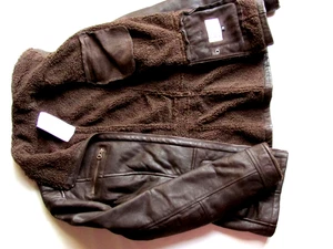 7ELEVEN Lammleder JACKE  echt Schafs LEDER Mantel Teddy FELL Futter 36 -38 NEU - Bild 1 von 19