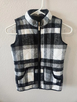 Chaleco acolchado ligero a cuadros acolchado para niñas Ropa exterior de invierno. Blanco y negro.  7-8 Foto 1 de 4