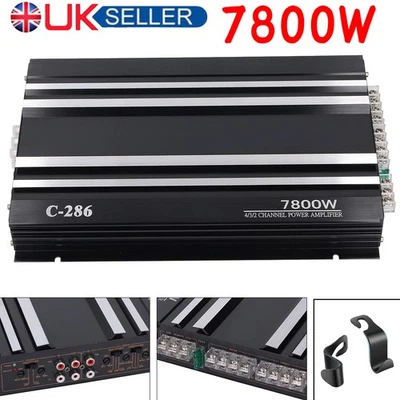 4 Channel AB Class Car Amplifier 7800W Stereo Audio Amp For Subwoofers Speakers - Image 1 of 4