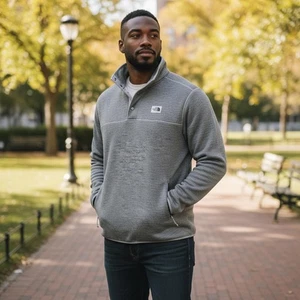 Pullover polar gris The North Face con cuello con botones a presión XL USADO EN EXCELENTE ESTADO - Imagen 1 de 9