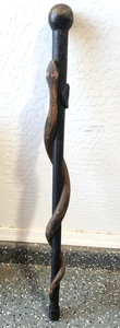 Vintage!  Bastone da passeggio/bastone da serpente massonico con emblema muratore 35" ~Arte popolare antica - Foto 1 di 14