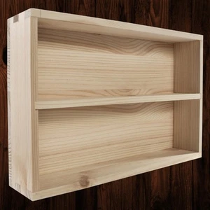 Unidad de estantería poco profunda de 2 niveles Estante de especias Pantalla decorativa de madera|26 x 5 x 17 cm - Imagen 1 de 11