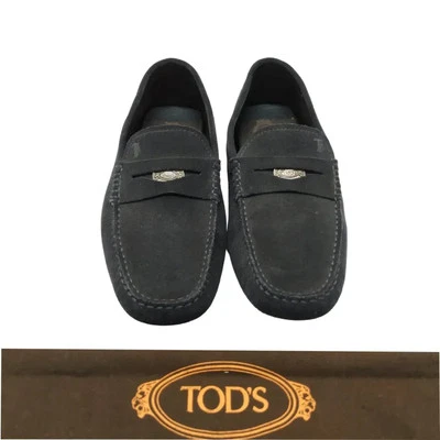 Tods Navy Suede Gommino Penny Loafers - Image 1 of 4